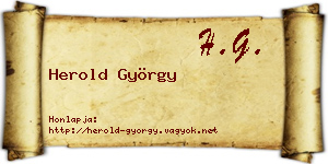 Herold György névjegykártya